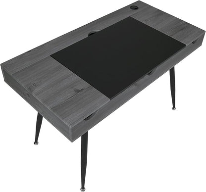Calico Designs Nook Modern Office, Laptop, Writing Desk with Storage Compartments, Black/Greywash