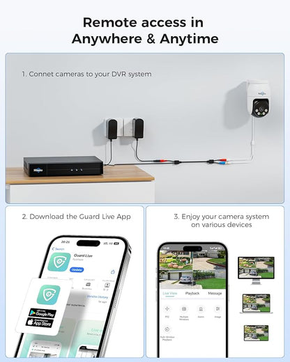 Hiseeu 4K PTZ Wired Security Camera System with 8 x 8MP CCTV Cameras | 360° Coverage,Smart Color Night Vision,Audio,Person/Vehicle Detection,8MP DVR,2TB HDD for 24/7 Recording,Surveillance DVR Kit