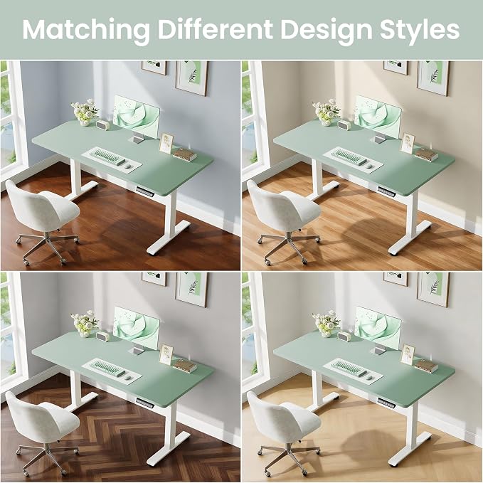 Veken Standing Desk, Green, 55×23.6 Inch | Height Adjustable Sit Stand Up Computer Tables for Home Office, Study , Writing, Suit students, employees and group work
