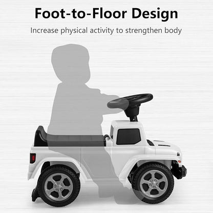 OLAKIDS Ride On Push Car, Licensed Jeep Foot-to-Floor Toddler Sliding Racer with Engine Sound, Horn, Under Seat Storage, Baby Walking Toy Gift for Boys Girls Kids Age 1.5-3 (Ivory)