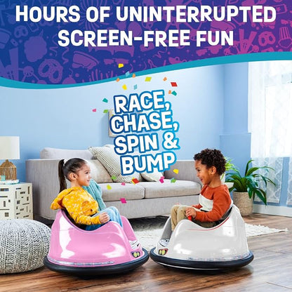 FunPark 6V Electric Bumper Car Ride-On for Toddlers, Ages 1.5–4 Years, LED Lights, 360° Spin, Supports up to 66 lbs (No Remote)