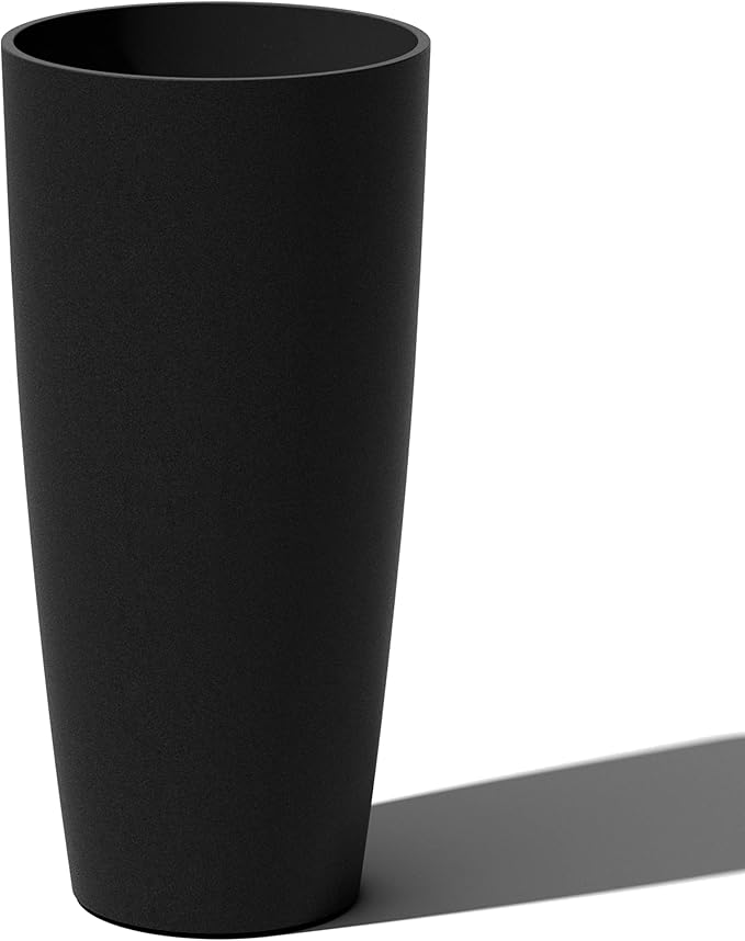 Veradek Mason Series Vega Planter - Round Tall Planter for Indoor or Outdoor Porch/Patio | Made from Plastic-Stone Composite with Drainage Holes | Modern Décor for, Flowers, Interior Plants