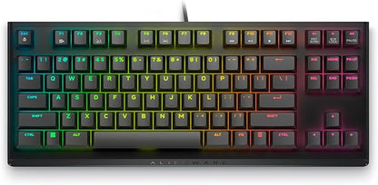 Alienware Wired Gaming Keyboard AW420K, Linear Mechanical, TKL | USB-C, Detachable Cable, Adjustable Height, RGB Per-Key, Dark Side of the Moon, 2-Year Warranty