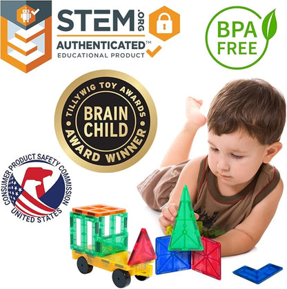 Tytan Tiles 220-Piece Supersized Magnetic Tiles Building Set, 1000s of Creations, Large 3D Castles, Massive Vehicles, & Rocket Ships, Kids’ STEM Toy, Architecture, Innovative Play, Ages 3 and Up