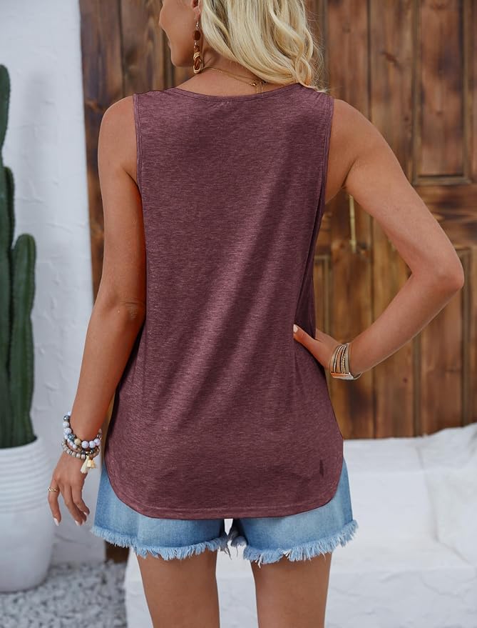 Halife Womens Half Zip V Neck Tank Tops Summer Sleeveless Shirts Casual Loose Top Blouses T Shirts