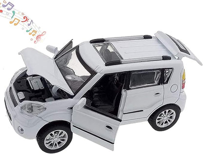 Toy Cars Diecast Car Models Soul Hatchback Model Cars,Pull Back Cars,Boxy Car Toy with Sound and Light for 3+ Year Old Boys(White)
