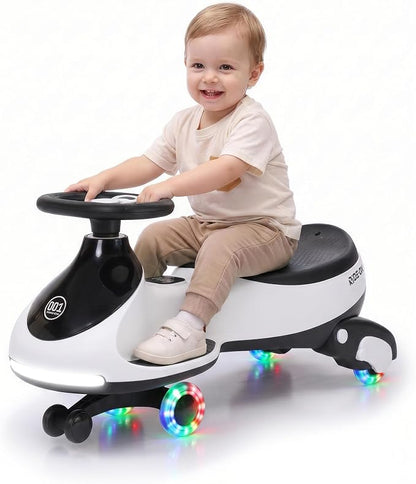 12V Electric Wiggle Car for Kids 2-in-1 Swing Car 360 Steering Pedal Ride | PP Plastic Body,Indoor Outdoor Play,Kids Activity Toy,Preschool Riding Fun,Low Gravity Design,Family Entertainment