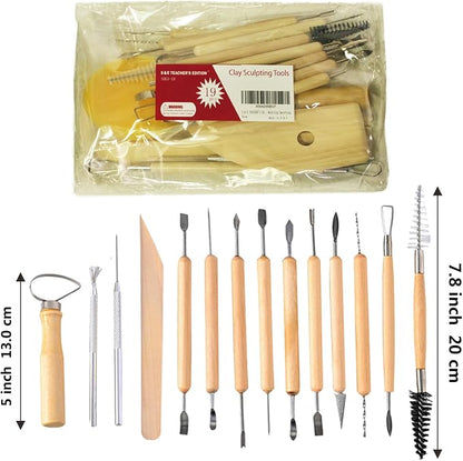 S & E TEACHER'S EDITION 19 Pcs Pottery Tools & Clay Sculpting Tools, Double Sided Ceramic Clay Carving Tool Set for Pottery Modeling Smoothing.
