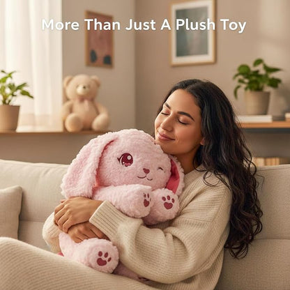 Weighted Stuffed Animal Dog, 18" Weighted Plush Dog 2.6 lbs, Cute Pink Puppy Plush Toy, Soft Kawaii Stuffed Animal for Kids Adults, Bedtime Cuddles & Gifts