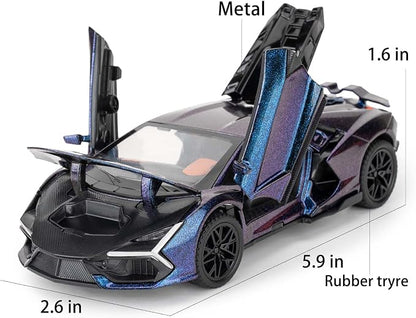 BDTCTK 1/32 Comapatible for Lamborghini ‌Aventador LP700-4 Model Car, Zinc Alloy Diecast Pull Back Toy Cars with Sounds and Lights Vehicles for Kids Boy Girl Gift (Blue)