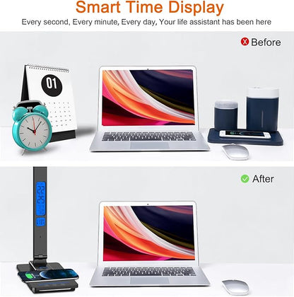 AFROG 5th Gen Multifunctional LED Desk Lamp with USB Charging Port,1800Lux Super Bright,5 Lighting Mode,7 Brightness, Touch Control, Auto Timer, 12W Office Table Lamp