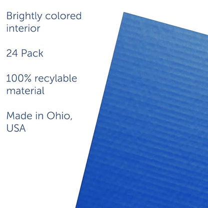 Flipside Products 18”x 48” Blue Study Carrel, Privacy Boards, Student Privacy and Focus Booth for The Classroom, Desk Divider Cubby for Tests, Made in USA - 24 Pack