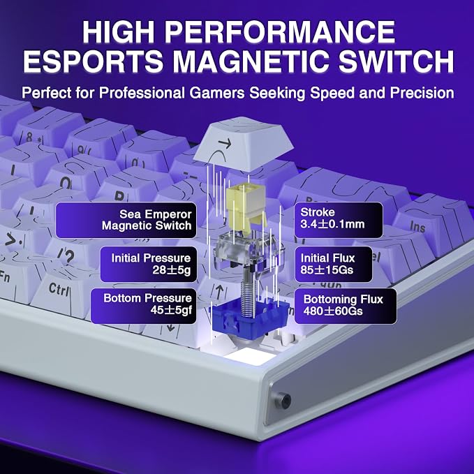 AULA Hero 68 HE 60% Gaming Keyboard Wired, Hall Effect Magnetic Switch Keyboard with Adjustable Actuation, Fast Trigger Mode, 8K Hz Polling Rate, 0.125ms Latency,Side Printed PBT Keycaps, RGB Backlit