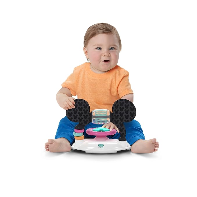 Bright Starts Disney Baby Minnie Mouse Forever Besties 2-in-1 Baby Activity Walker - Easy Fold Frame and Removable -Toy Station, 6 Months and up