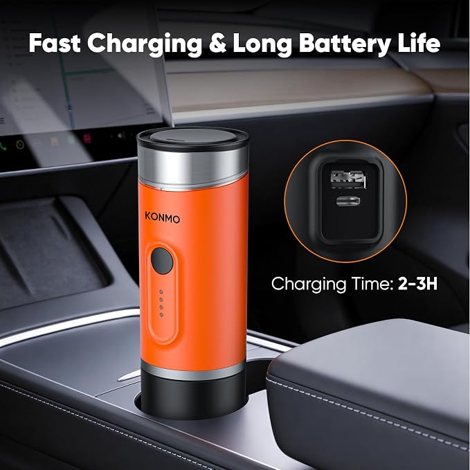 Portable Espresso Machine for Travel, Self-Heating Coffee Maker Works with Capsules & Ground Coffee, Type-C Rechargeable for Outdoor Camping Car RV Business Trips