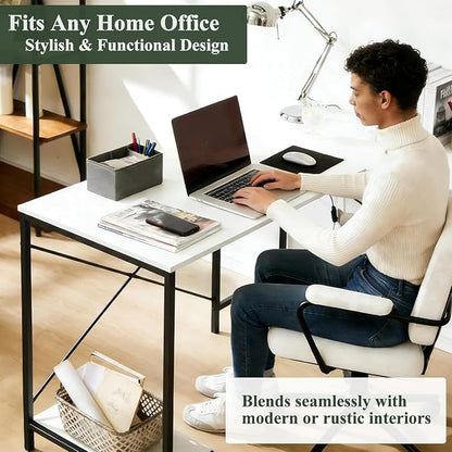 L Shaped Desk Computer Desk, 50inch White Gaming Desk with CPU Stand | Reversible Corner Desk, Sturdy Metal Frame, Student Study Writing Table for Home Office