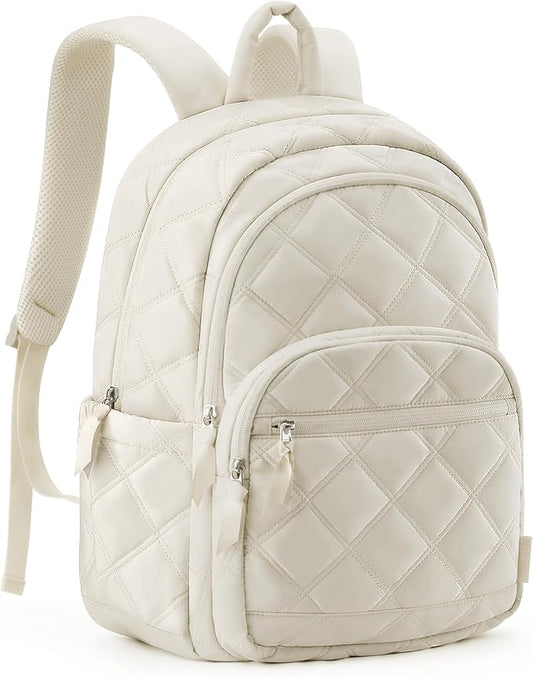 BAGSMART College Laptop Backpack,Cute Travel Backpack for Women,Quilted Computer Bookbag