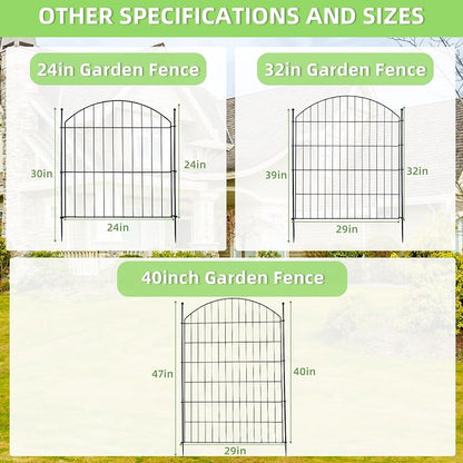 Decorative Garden Fence 40in (H) x 30in (W), 10 Pack No Dig Fence Animal Barrier for Dog with Lock, Arched Flower Bed Edging, Wire Border Panel Fencing for Yard Patio Outdoor Decor