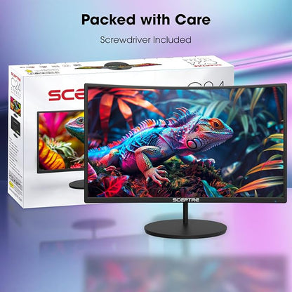 New! Sceptre Curved 24-inch Gaming Monitor 100Hz 1080p R1500 98% sRGB HDMI x2 VGA Build-in Speakers, VESA Wall Mount Machine Black 2026 (C248W-1920RN Series)