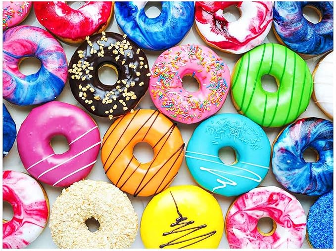 500 Pieces Assorted Cupcake Jigsaw Puzzle for Adults and Kids Big Size Gift Idea (Donuts)