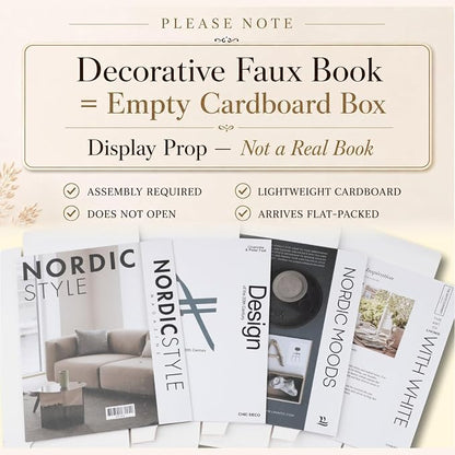 PROBENEX 4 Pcs Decorative Books | Faux Black Coffee Table & Shelf Decor | Bold Modern Look for Living Room, Office and Entryway - Not Real, Tool-Free 2-Min Setup