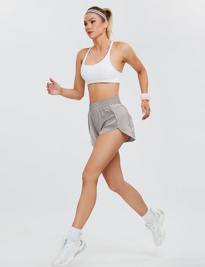 Blooming Jelly Women's Quick-Dry Running Shorts Workout Sport Layer Active Shorts with Pockets 1.75"