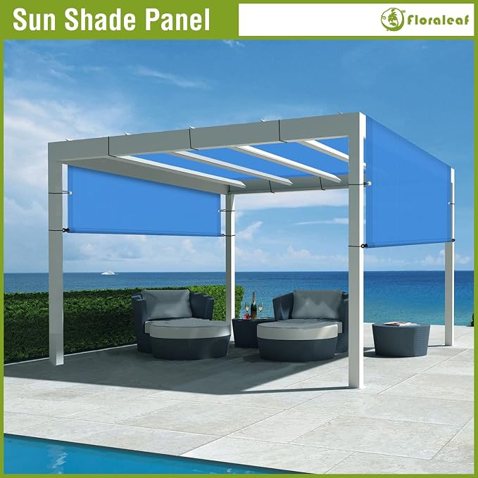 9' × 38' Pergola Shade Cover Universal Replacement Canopy Cover Outdoor Durable Fabric Sun Shade Cloth for Deck Patio Porch Backyard Gazebo with Grommets & Weighted Rods, Blue