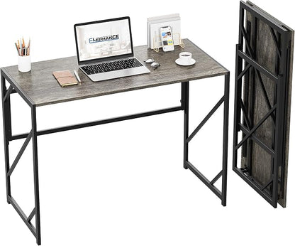 Elephance Folding Desk Writing Computer Desk for Home Office No-Assembly | Study Office Desk,Foldable Table for Small Spaces,31.5 Inch,Black Oak