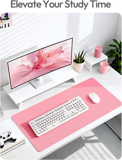 YSAGi Leather Desk Pad Protector, Office Desk Mat, Large Mouse Pad, Non-Slip PU Leather Desk Blotter, Laptop Desk Pad, Waterproof Desk Writing Pad for Office and Home (Pink, 55" x 24")