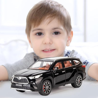 BDTCTK 1/24 Highlander Model Car, Zinc Alloy Pull Back Toy car with Sound and Light for Kids Boy Girl Gift(Black)