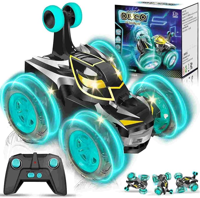 Kids Toys Bat RC Car for Boys 4-7 - Cool Bat Monster Remote Control Crawler Toy 360° Flip Fast Stunt & 4WD Light Up Wheel - Fun Boy Gift Idea for Birthday Chirstmas Stuff Age 3 4 5 6 7 8