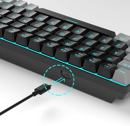 MageGee Portable 60% Mechanical Gaming Keyboard, MK-Box LED Backlit Compact 68 Keys Mini Wired Office Keyboard with Red Switch for Windows Laptop PC Mac - Black/Grey