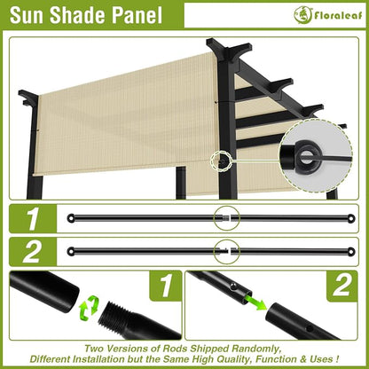 14' × 19' Pergola Shade Cover Universal Replacement Canopy Cover Outdoor Durable Fabric Sun Shade Cloth for Deck Patio Porch Backyard Gazebo with Grommets & Weighted Rods, Beige