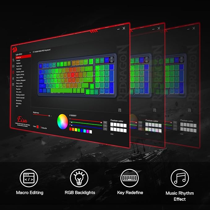 Redragon K686 PRO Wireless RGB Gasket Gaming Mechanical Keyboard, Easy Knob | Multi-Function Control Wheel, 0-Delay Tri-Mode, Cushioned 5-Layer Noise Dampening for Creamy Thocky Sound, Practical 98 Keys
