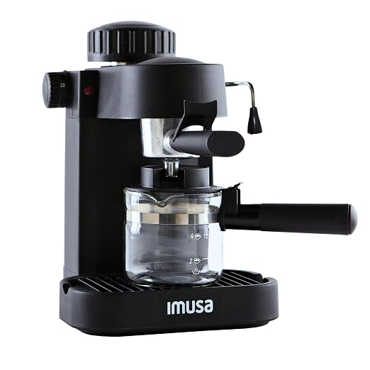 IMUSA 4 Cup Electric Espresso Cappuccino Coffee Maker, Black | Matte Finish, Milk Frother for Creamy Foam, Cappuccino and Latte Preparation, Perfect for Home Baristas