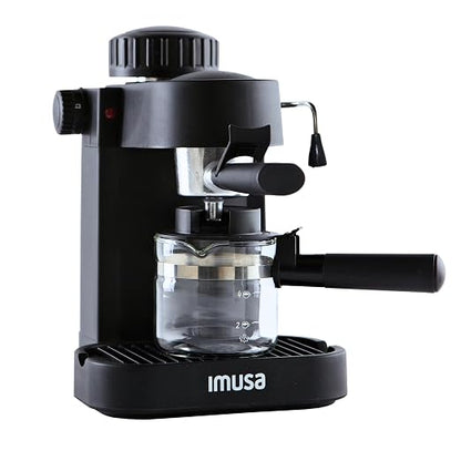 IMUSA 4 Cup Electric Espresso Cappuccino Coffee Maker, Black | Matte Finish, Milk Frother for Creamy Foam, Cappuccino and Latte Preparation, Perfect for Home Baristas