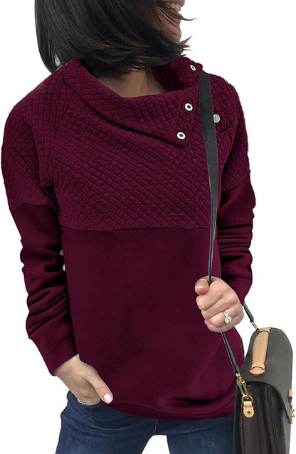 BTFBM Women Fashion Quilted Pattern Lightweight Zipper Long Sleeve Plain Casual Ladies Sweatshirts Pullovers Shirts Tops