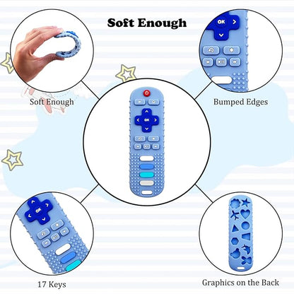 Baby Teething Toys, Silicone Teethers for Babies, Cute Remote Control Shape Teething Toys, Chew Toys for Boys and Girls Teether Early Educational Sensory Toy