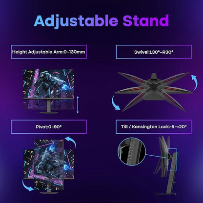Amzfast 27" 4K Gaming Monitor, UHD 160Hz/FHD 320Hz Dual Mode, Fast IPS, 1ms MPRT, Height Adjustable, HDR400, 126% sRGB, HDMI 2.1, DP 1.4, PIP/PBP, Adaptive Sync, VESA 100x100 – AMZG27F6U