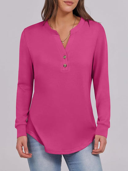 ANRABESS Women's Long Sleeve Shirts 2026 Spring Fashion Dressy Casual Tops Trendy Henley Blouses Cute Work Outfits Clothes