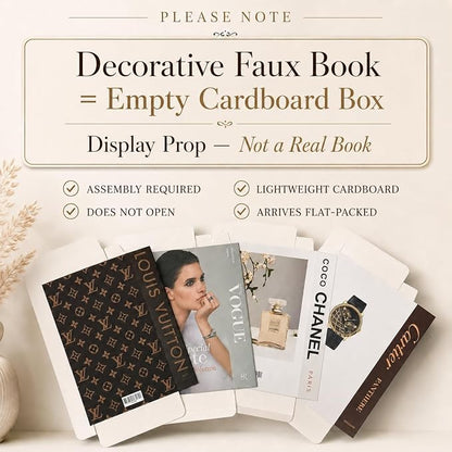 PROBENEX 4-7 Pieces Fashion Decorations Book Set. Premium Aesthetic Faux Books for Room Decor. (4) | Refined Modern Look - Not Real, No Pages Inside - Arrives Flat, Tool-Free 2-Min Setup