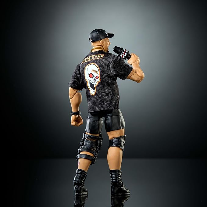 Mattel WWE Elite Action Figure & Accessories, Series #122 Set, 6-inch Collectible “Stone Cold” Steve Austin with 25 Articulation Points & Swappable Hands