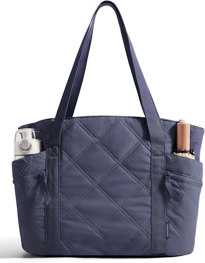 BAGSMART Crush Tote Bag for Women, 20L Puffer Work Tote with Zipper | Quilted Nurse Hospital Bag For Travel College Gym