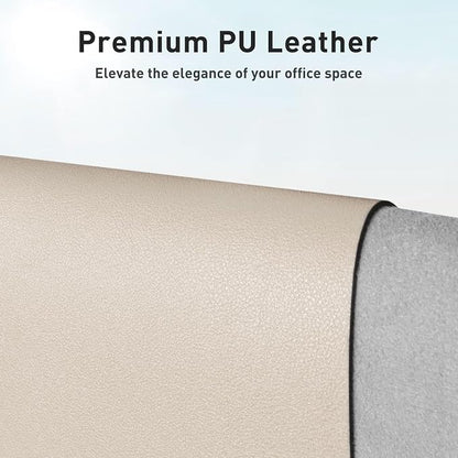 Aothia Faux Leather Desk Mat - Non-Slip PU Leather Desk Blotter, Waterproof Writing Surface, Large Desk Pad for Office & Home (Eggshell, 55" x 24")