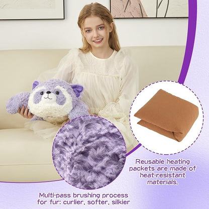 GILFWM 27" 5 Lbs Weighted Stuffed Animals Raccoon, Heatable and Coolable Weighted Plush with Microwavable Heating Pad,Removable Soft Washable Cute Plushie Pillow Toy Gifts for Adults and Kids