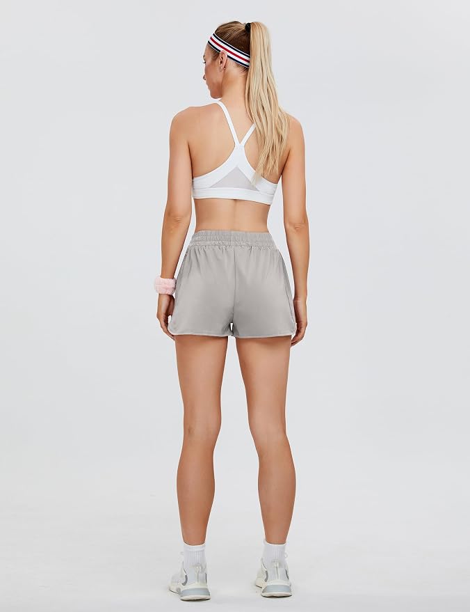 Blooming Jelly Women's Quick-Dry Running Shorts Workout Sport Layer Active Shorts with Pockets 1.75"