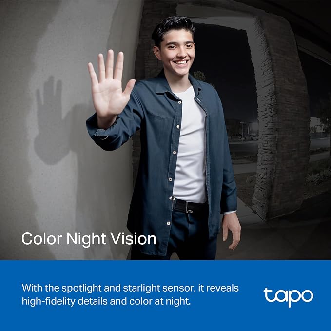 Tapo TP-Link Smart Video Doorbell Camera, Chime Included, 2K 5MP, Color Night Vision, 2-Way Audio, Free AI Detection, Cloud/SD Card Storage, Works w/Alexa & Google Home, D230S1