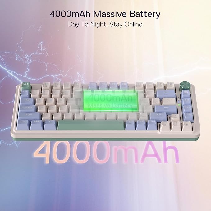 Redragon K673 PRO Wireless 81-Key RGB Gasket Gaming Keyboard, Scroll Knob | Multi-Function Control Wheel, 0-Delay Tri-Mode, Cushioned 5-Layer Noise Dampening for Creamy Thocky Sound, Compact 80% Size