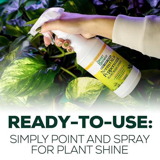 Neem Oil Spray for Plants with Peppermint Oil, Natural Plant Wash Made for Indoor and Outdoor Plants Smart Grower 32oz Easy Ready to Use Spray
