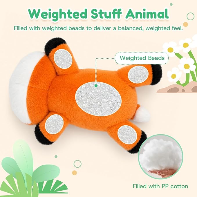 Fox Weighted Stuffed Animal, Soft Plush Toy Gift (24.8 Inch, 3.6 Lbs)